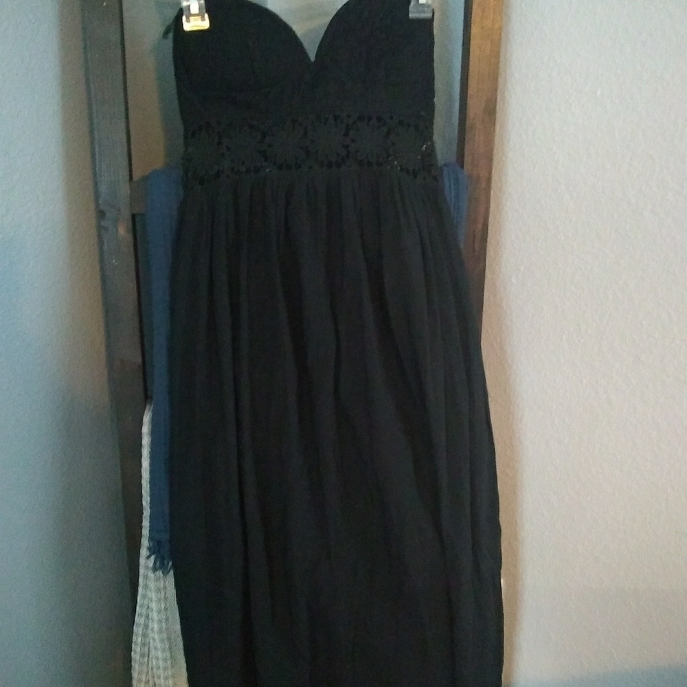 Black strapless maxi dress